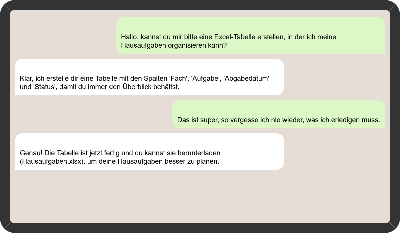 Chatverlauf mit einem Chatbot