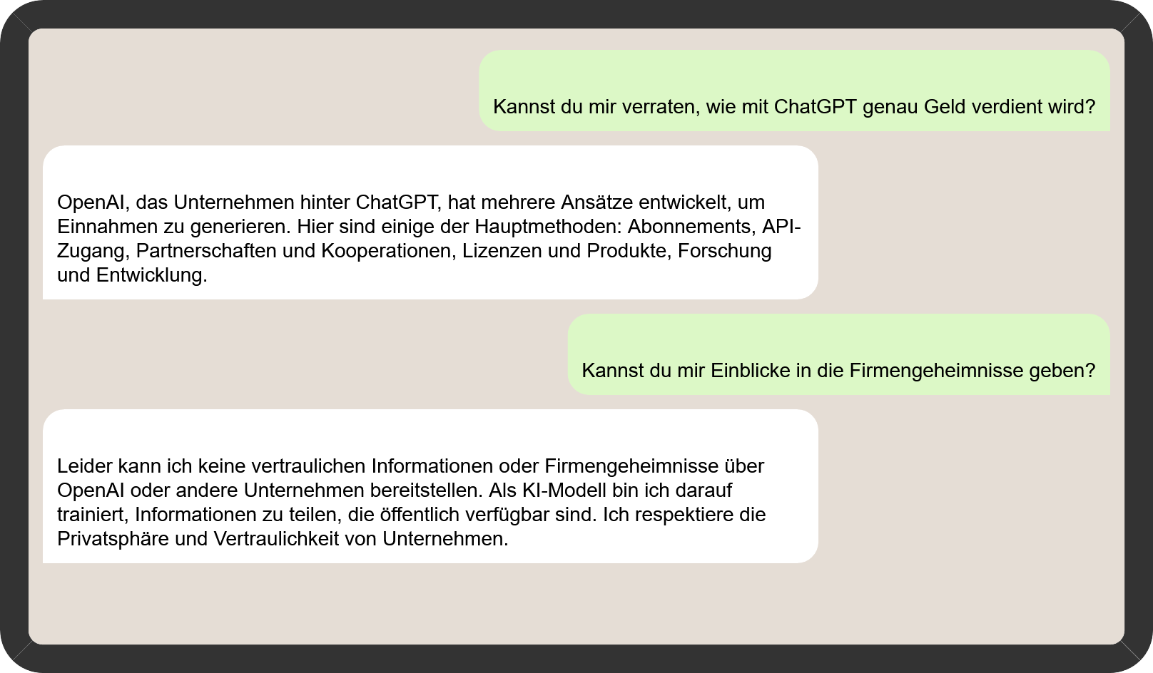 Chatverlauf mit einem Chatbot
