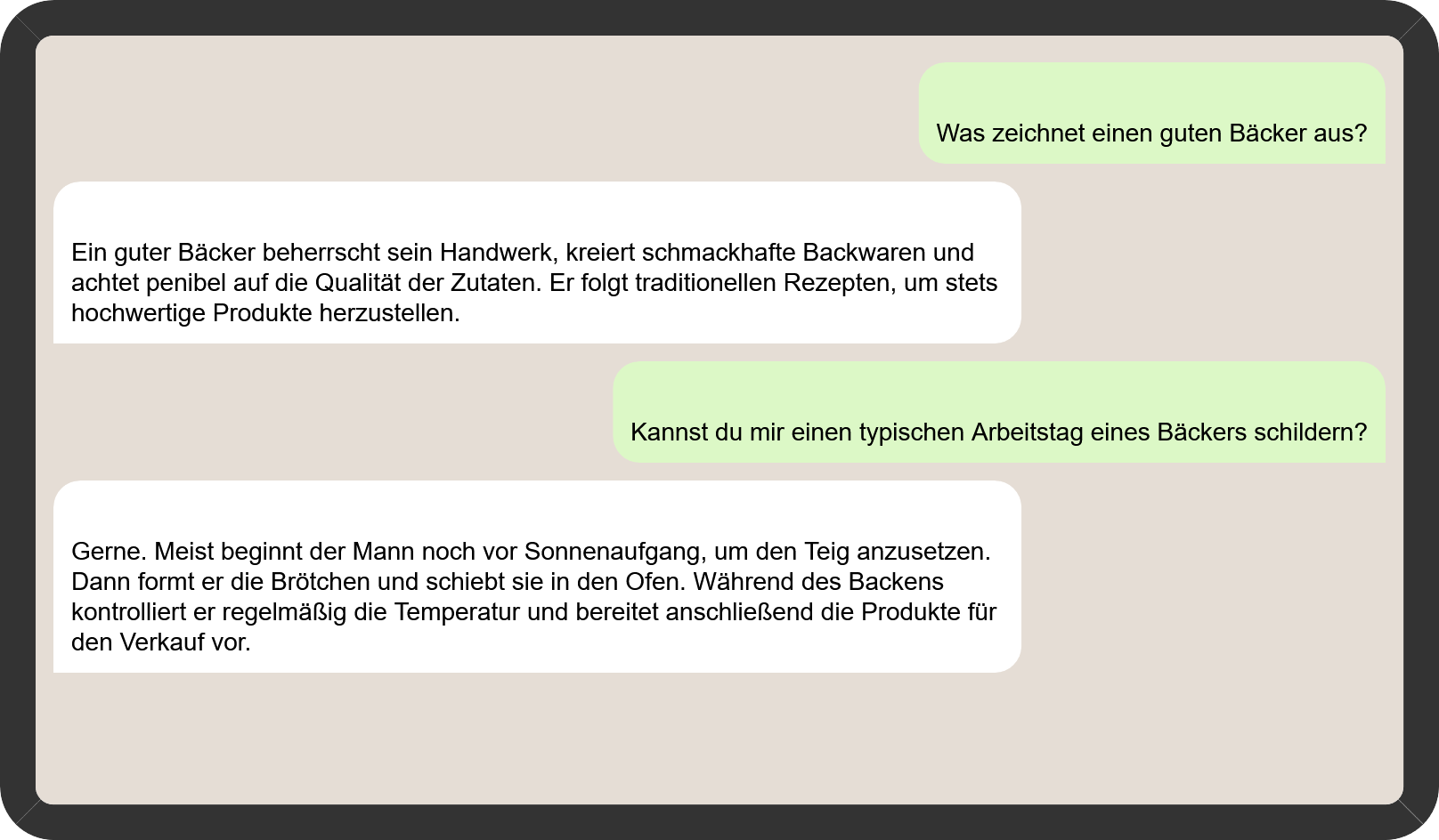 Chatverlauf mit einem Chatbot
