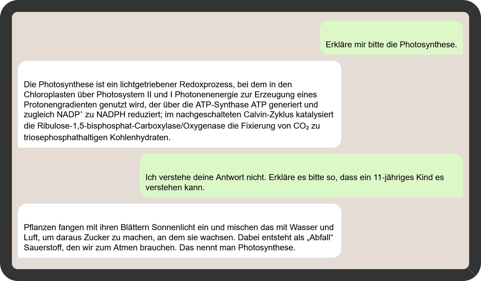 Chatverlauf mit einem Chatbot