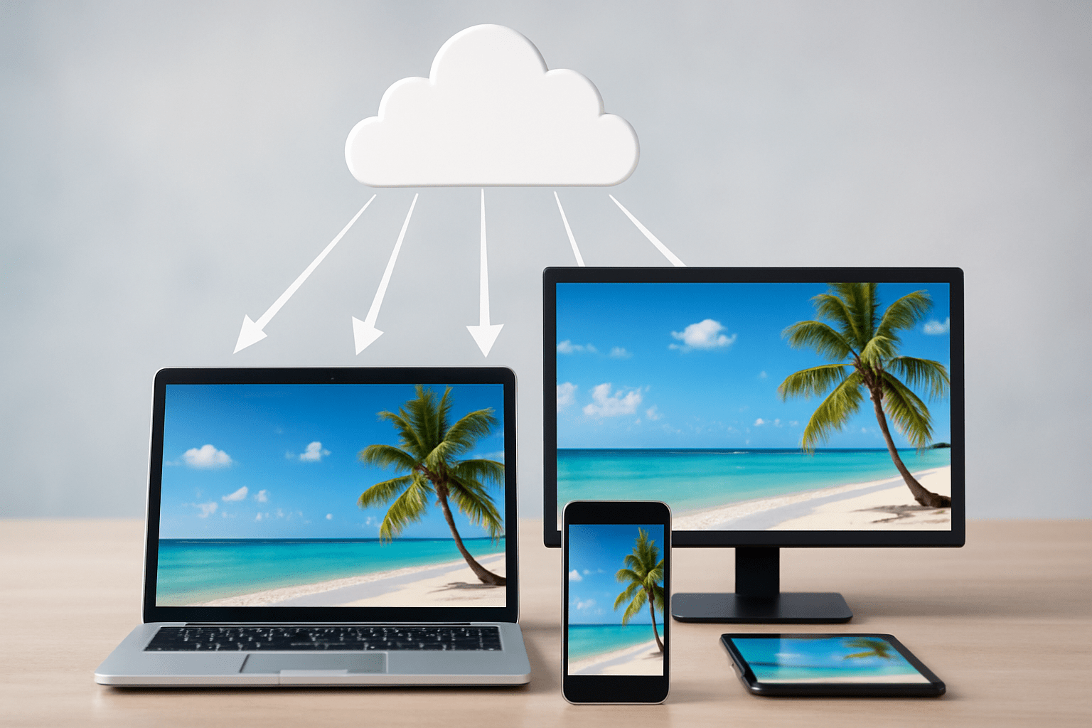 Betrachten eines Bildes aus der Cloud auf verschiedenen Endgeräten