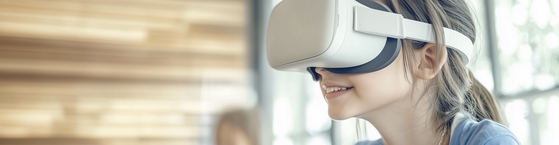 Zehnjähriges Mädchen mit VR-Brille