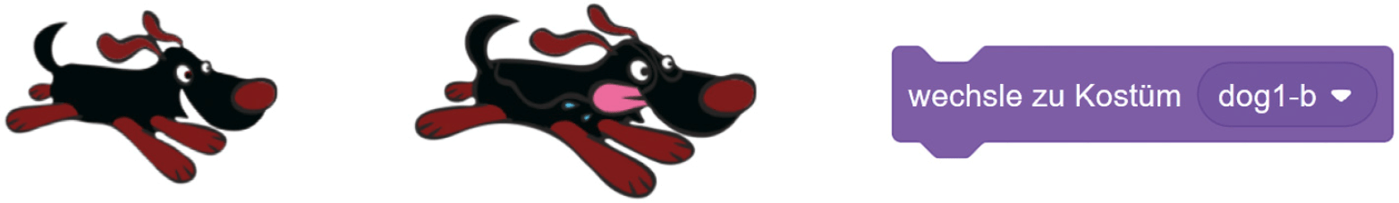 zwei verschiedene Kostüme des Hundes in Scratch